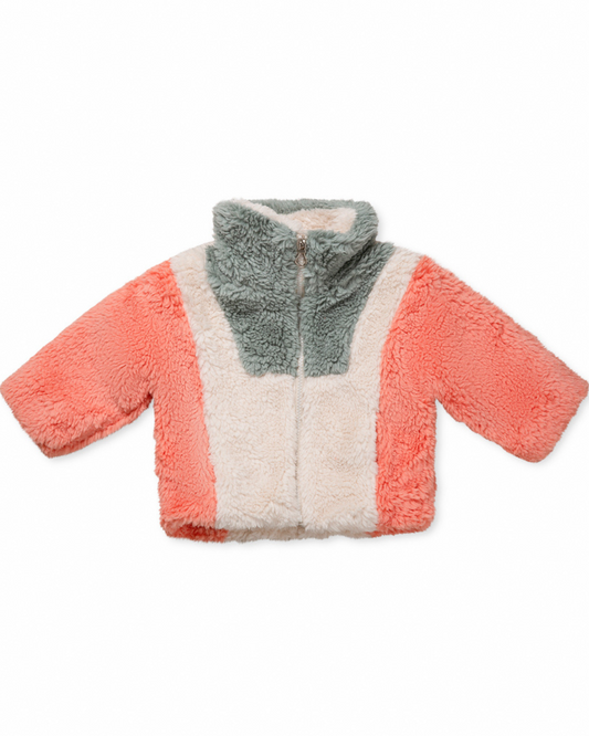 Sherpa Teddy Coat - Colour Block
